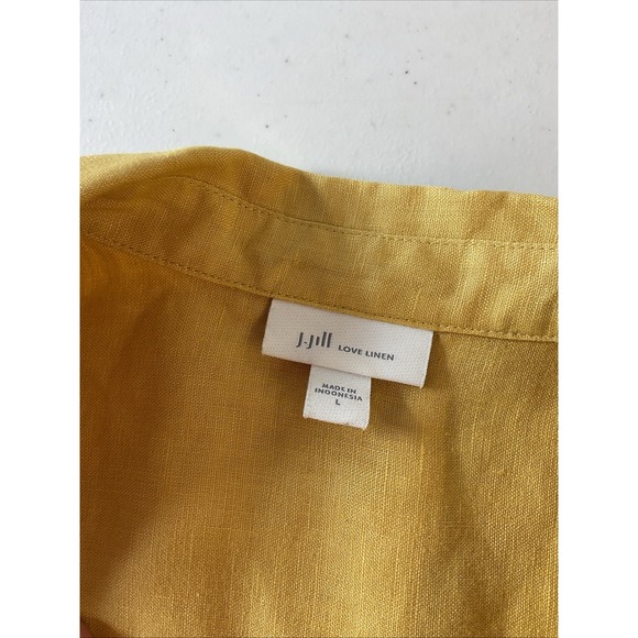 J Jill Love Linen Yellow Shirt Dress Sz L Casual Travel Beach Summer Cruise - Picture 4 of 8